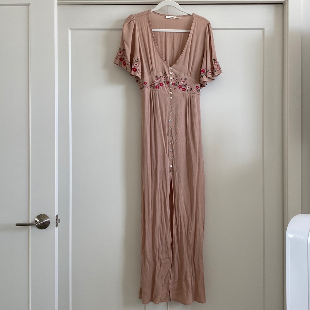 WOMENS Blu Pepper Blush Flutter Sleeve Maxi Dress